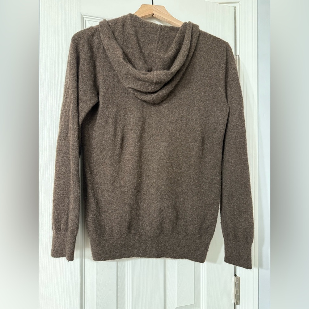 Quince Womens Mongolian Cashmere Full-Zip Luxury Hoodie Sweater Brown Size Med - Picture 4 of 4